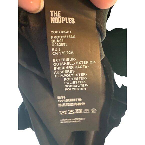 Kooples Short Black Velvet Dress Slim Fit V-Neck Long Sleeves Pleated Waist - Picture 5 of 7